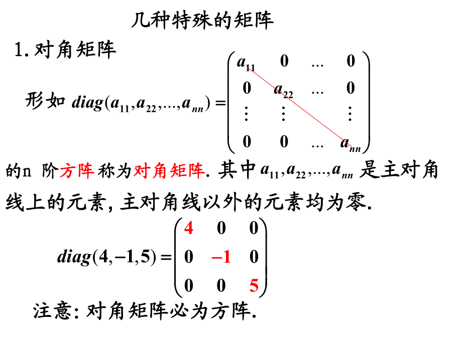 對角矩陣必為方陣 矩陣理論中的一個基石概念
